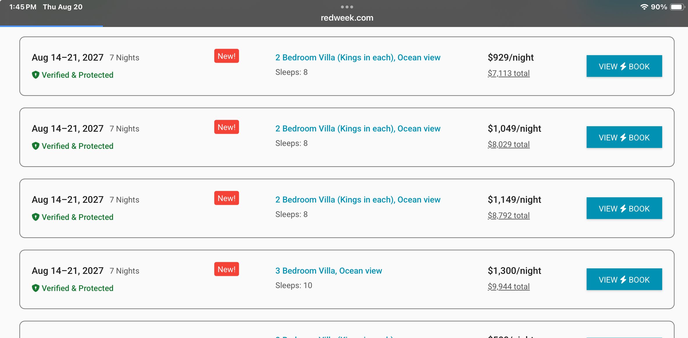 RedWeek mobile listings for Ko Olina